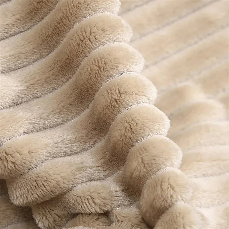 Striped Flannel Fleece Blanket — Soft, Warm, 10 Colors & 3 Sizes 13
