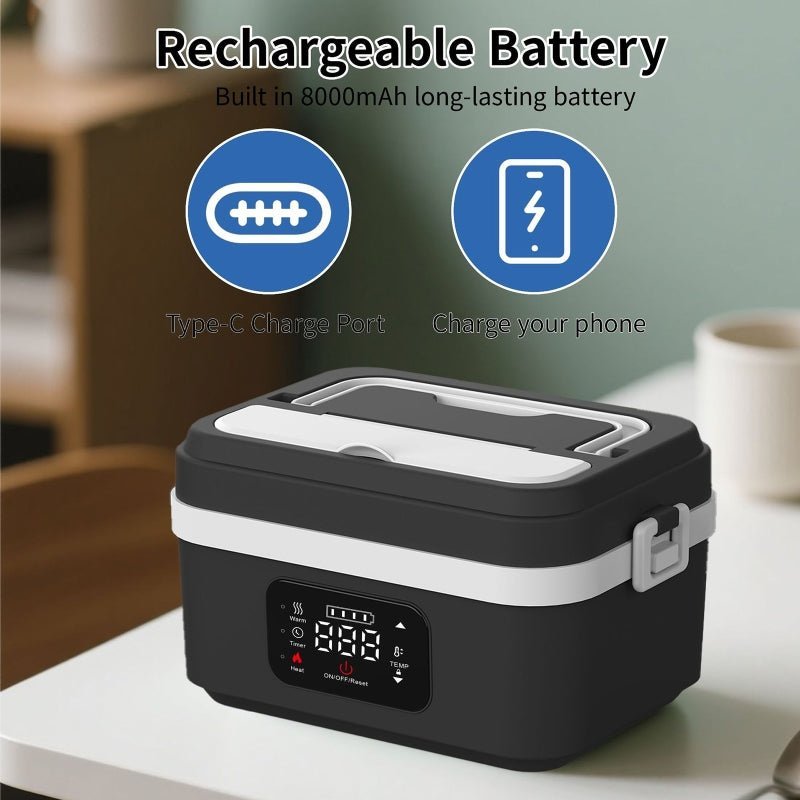 Wireless Self-Heating Lunch Box — WORKWARM 1000ml USB-C Battery 5