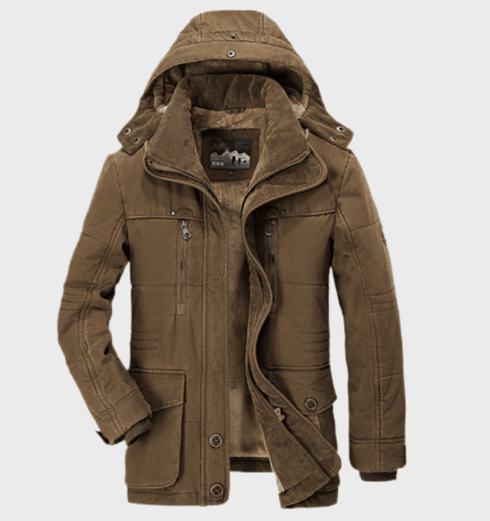 Men's Winter Jacket Fleece Lined — Removable Hood Outdoor 6