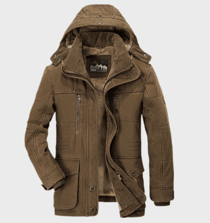Men's Winter Jacket Fleece Lined — Removable Hood Outdoor 6