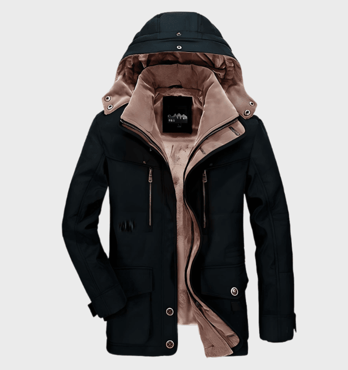 Men's Winter Jacket Fleece Lined — Removable Hood Outdoor 4