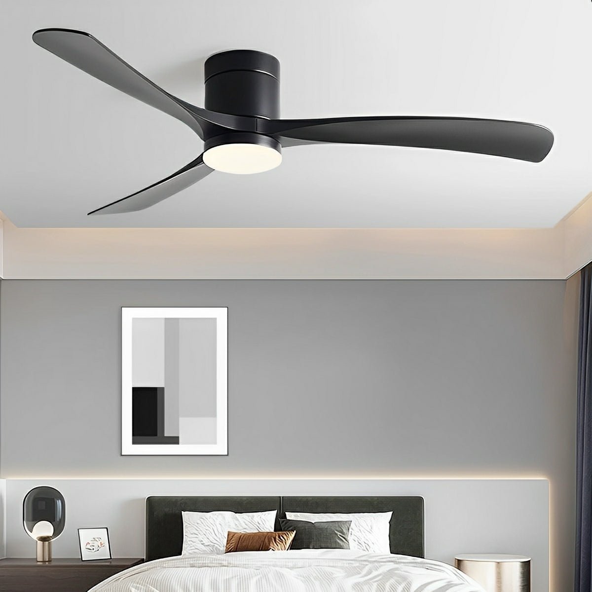 Ceiling Fan with LED Light — Silent 6-Speed Reversible Fan 6