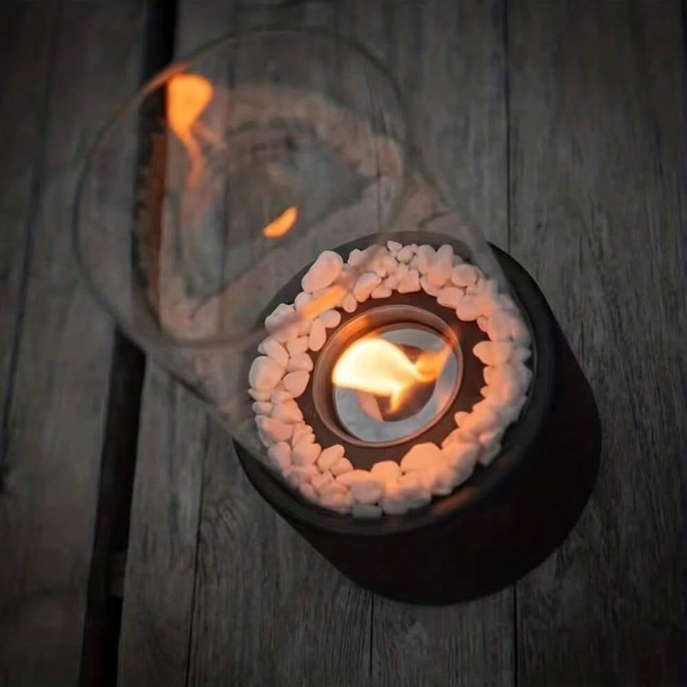 Flareon Oil Flame Lamp — Elegant Glass & Metal Indoor Outdoor 10