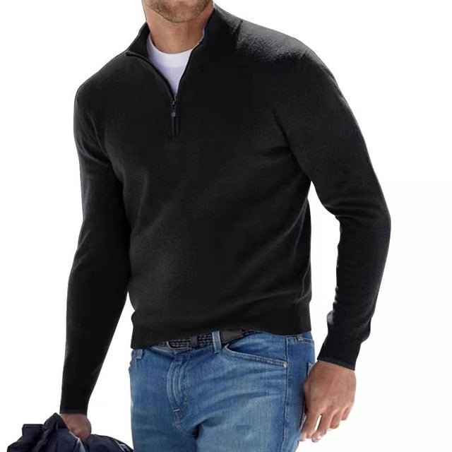 Men's Merino V-Neck Zip Sweater — Torino Style 2