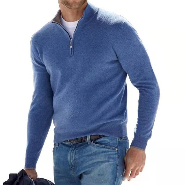 Men's Merino V-Neck Zip Sweater — Torino Style 3