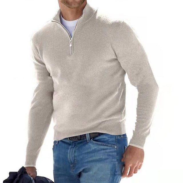 Men's Merino V-Neck Zip Sweater — Soft & Elegant Torino 1