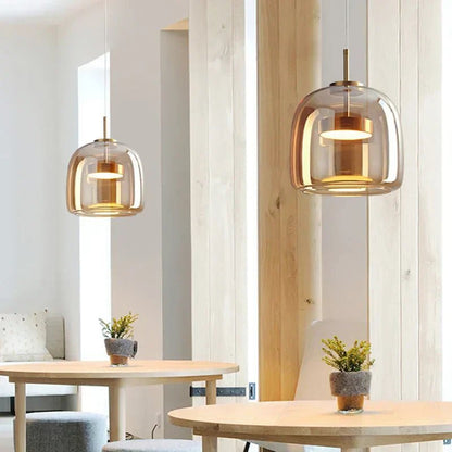 Lampada Sospensione Vetro Design Minimalista Moderna