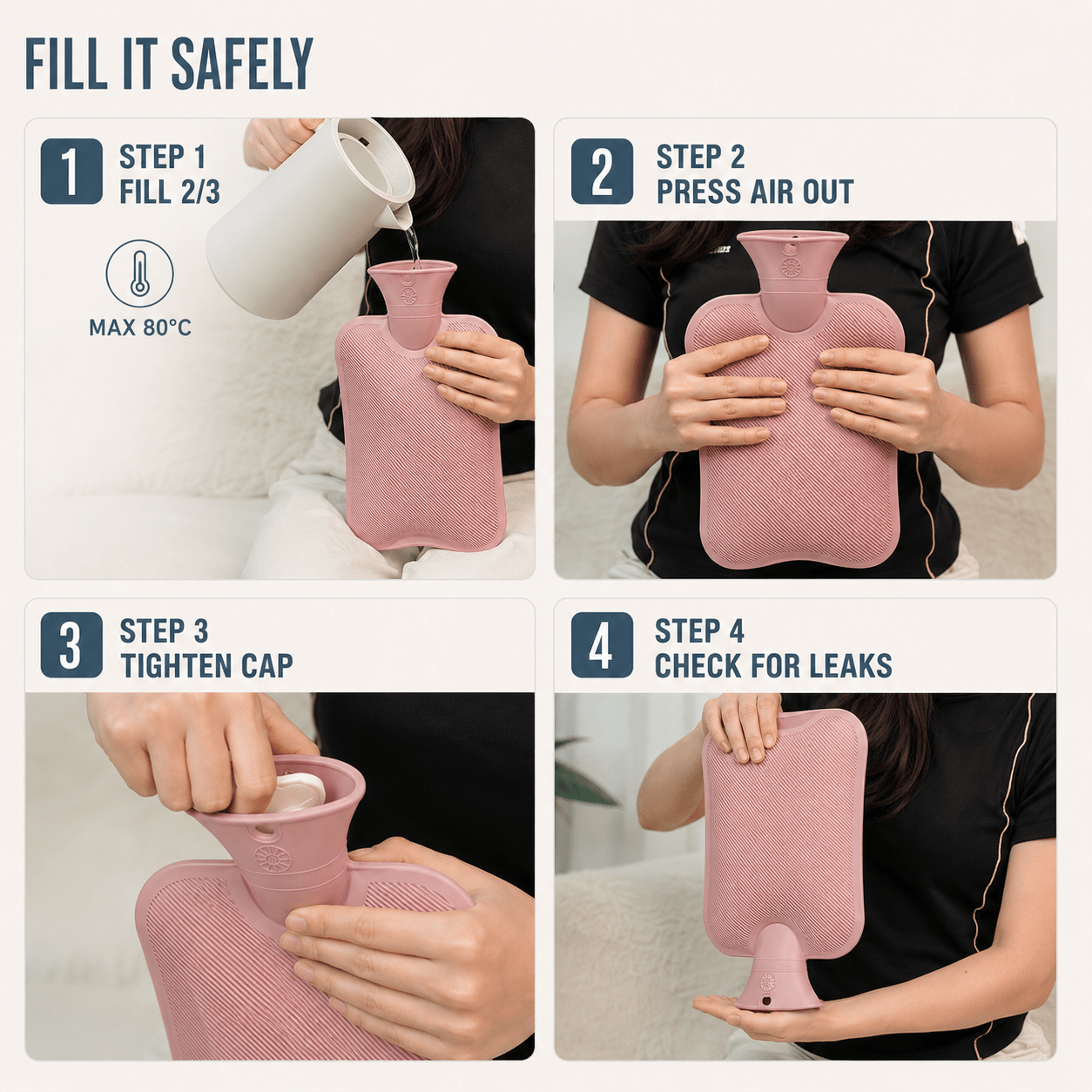 Borsa dell'Acqua Calda XL 2L con Fodera in Maglia — Calore Duraturo