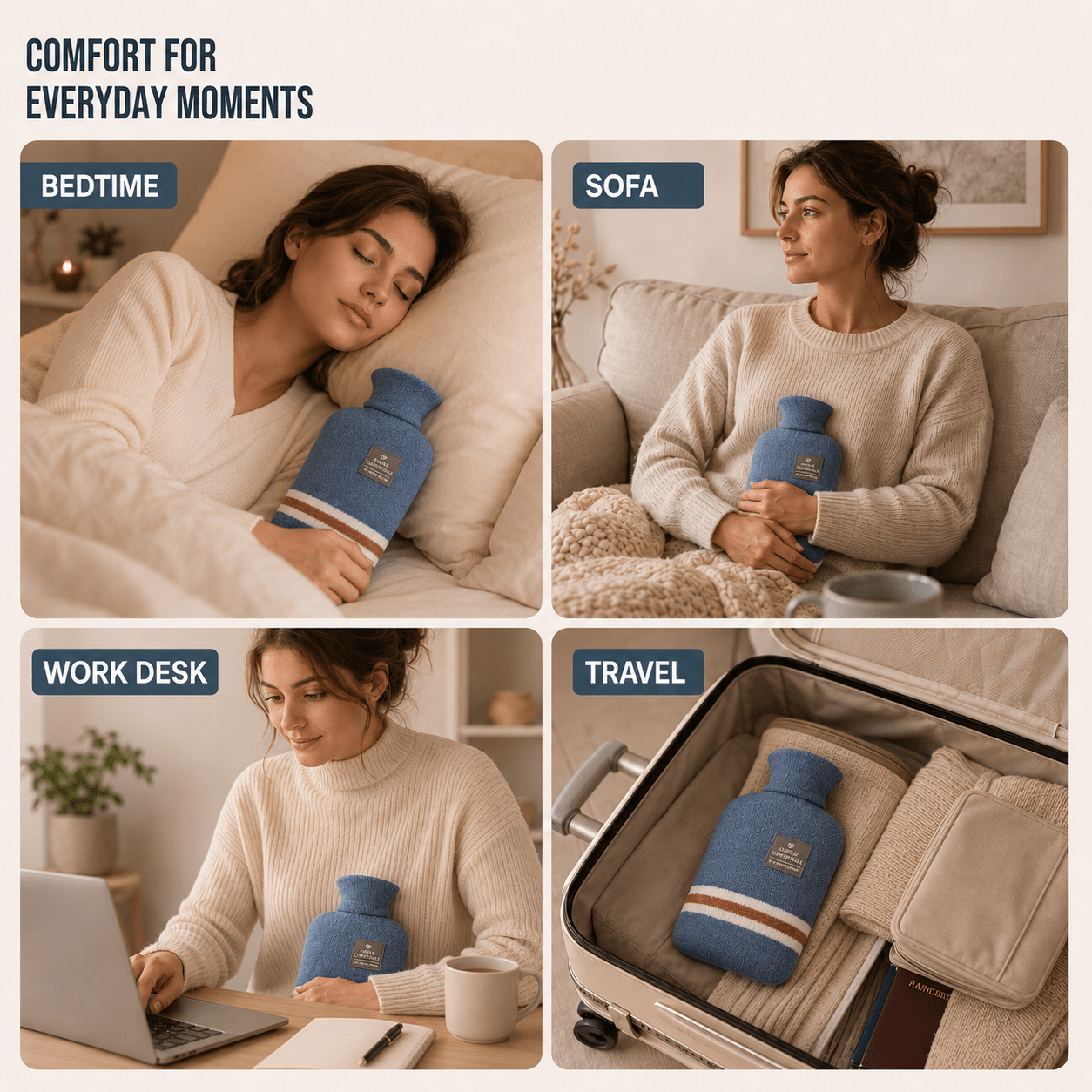 Borsa dell'Acqua Calda XL 2L con Fodera in Maglia — Calore Duraturo