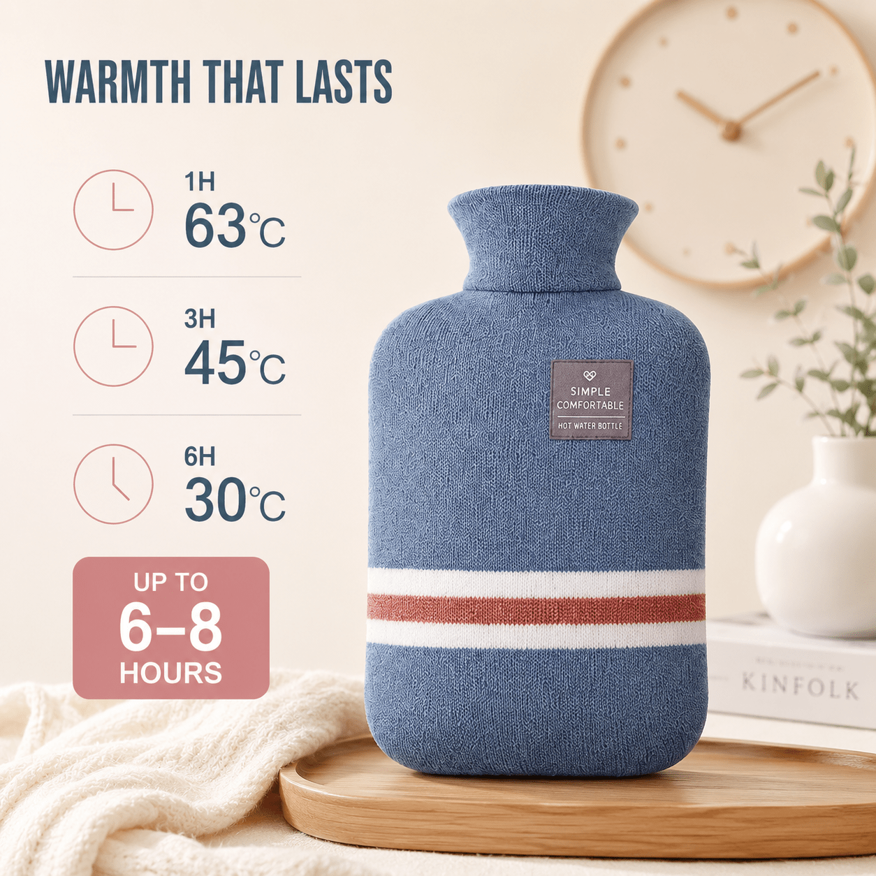 Borsa dell'Acqua Calda XL 2L con Fodera in Maglia — Calore Duraturo