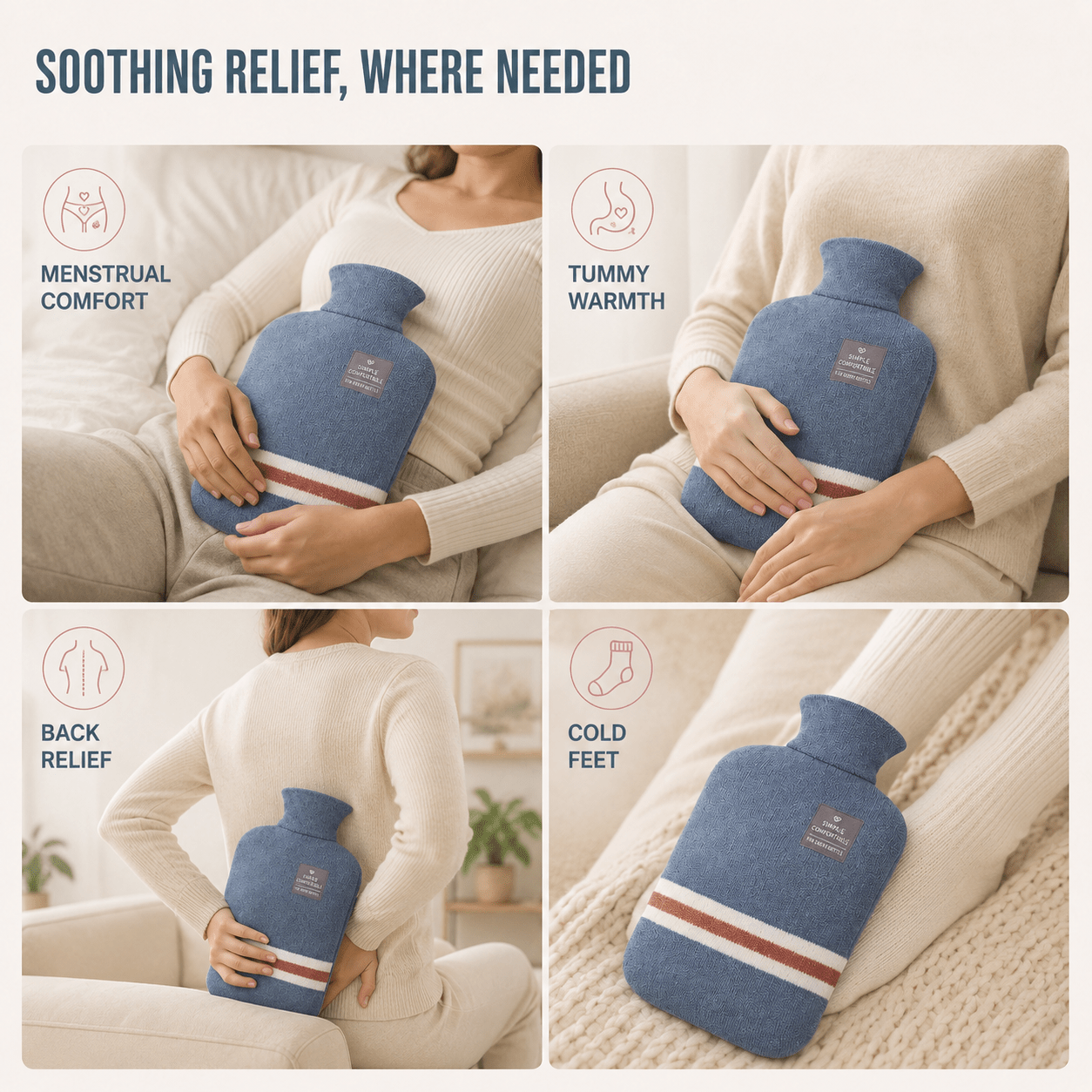 Borsa dell'Acqua Calda XL 2L con Fodera in Maglia — Calore Duraturo