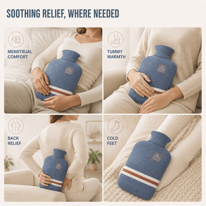 Borsa dell'Acqua Calda XL 2L con Fodera in Maglia — Calore Duraturo