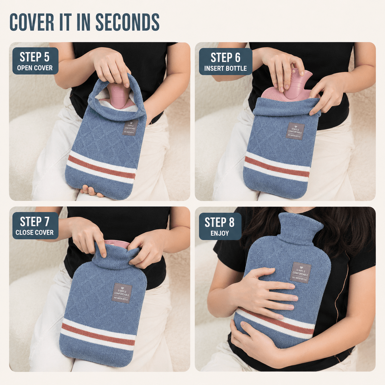 Borsa dell'Acqua Calda XL 2L con Fodera in Maglia — Calore Duraturo