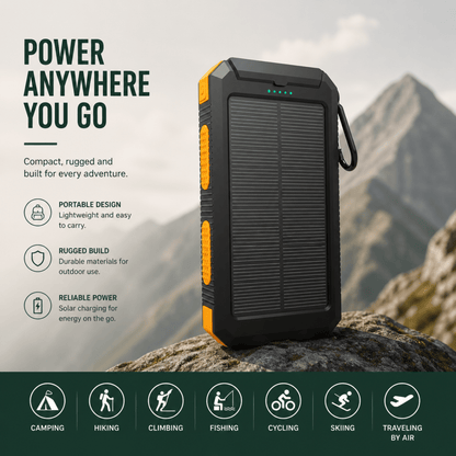 Norcharge Go Pack - Power Bank Solare 20000mAh con Torcia LED
