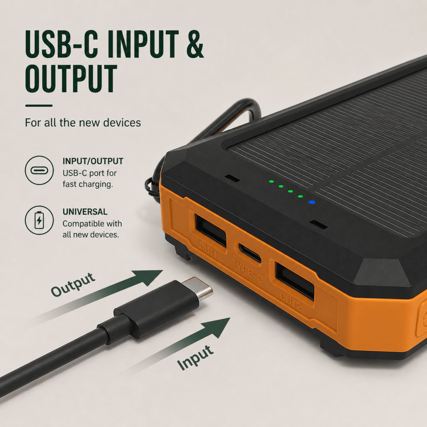 Norcharge Go Pack - Power Bank Solare 20000mAh con Torcia LED