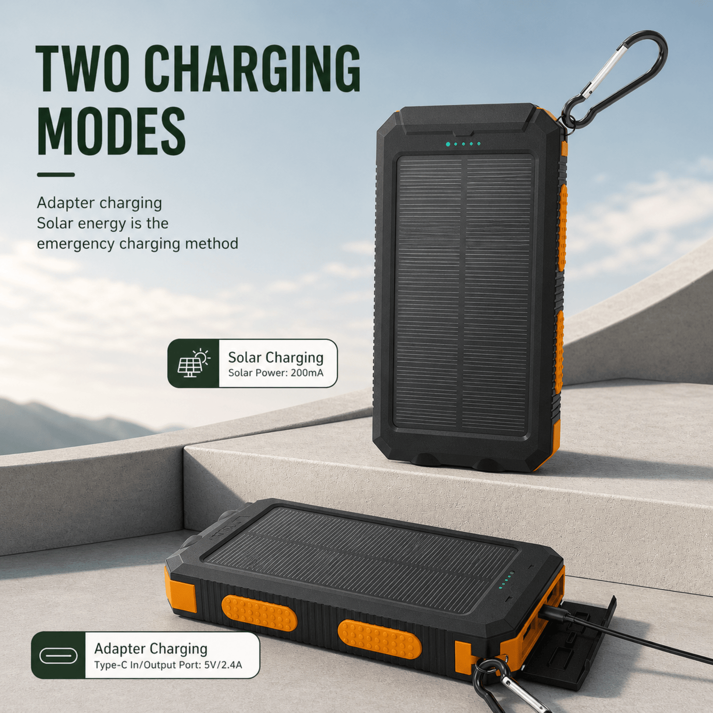 Norcharge Go Pack - Power Bank Solare 20000mAh con Torcia LED