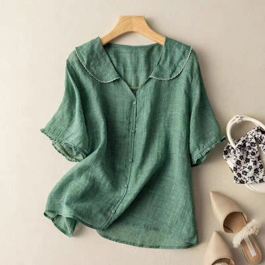 Camicetta Vintage Donna con Colletto Smerlato e Bottoni
