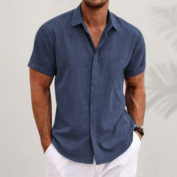 Camicia da Uomo in Lino Manica Corta Estiva Traspirante