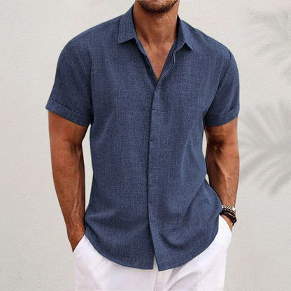 Camicia da Uomo in Lino Manica Corta Estiva Traspirante