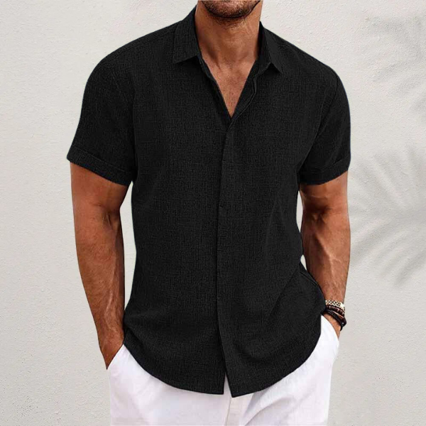 Camicia da Uomo in Lino Manica Corta Estiva Traspirante