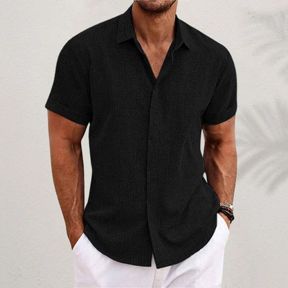 Camicia da Uomo in Lino Manica Corta Estiva Traspirante
