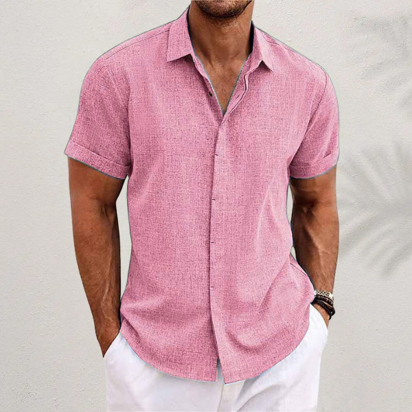 Camicia da Uomo in Lino Manica Corta Estiva Traspirante