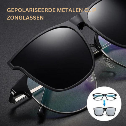 Polariserende UV400 opvouwbare zonnebril met clip voor heren en dames