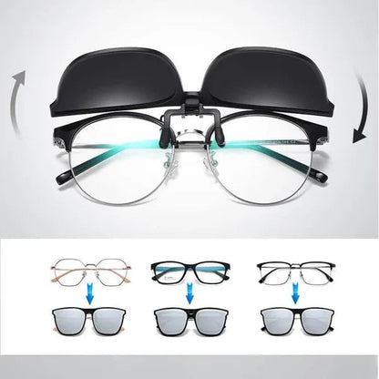 Polariserende UV400 opvouwbare zonnebril met clip voor heren en dames