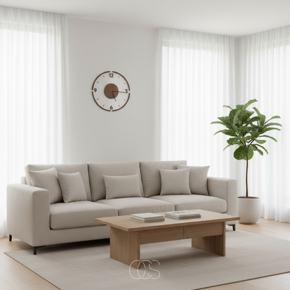 Silent Scandinavian Wall Clock Natural Wood 35 cm — Nordic 3