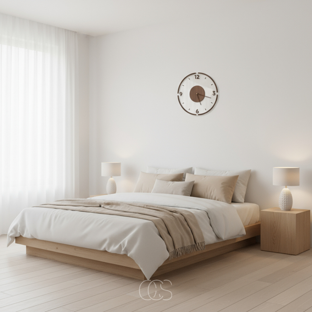 Silent Scandinavian Wall Clock Natural Wood 35 cm — Nordic 4