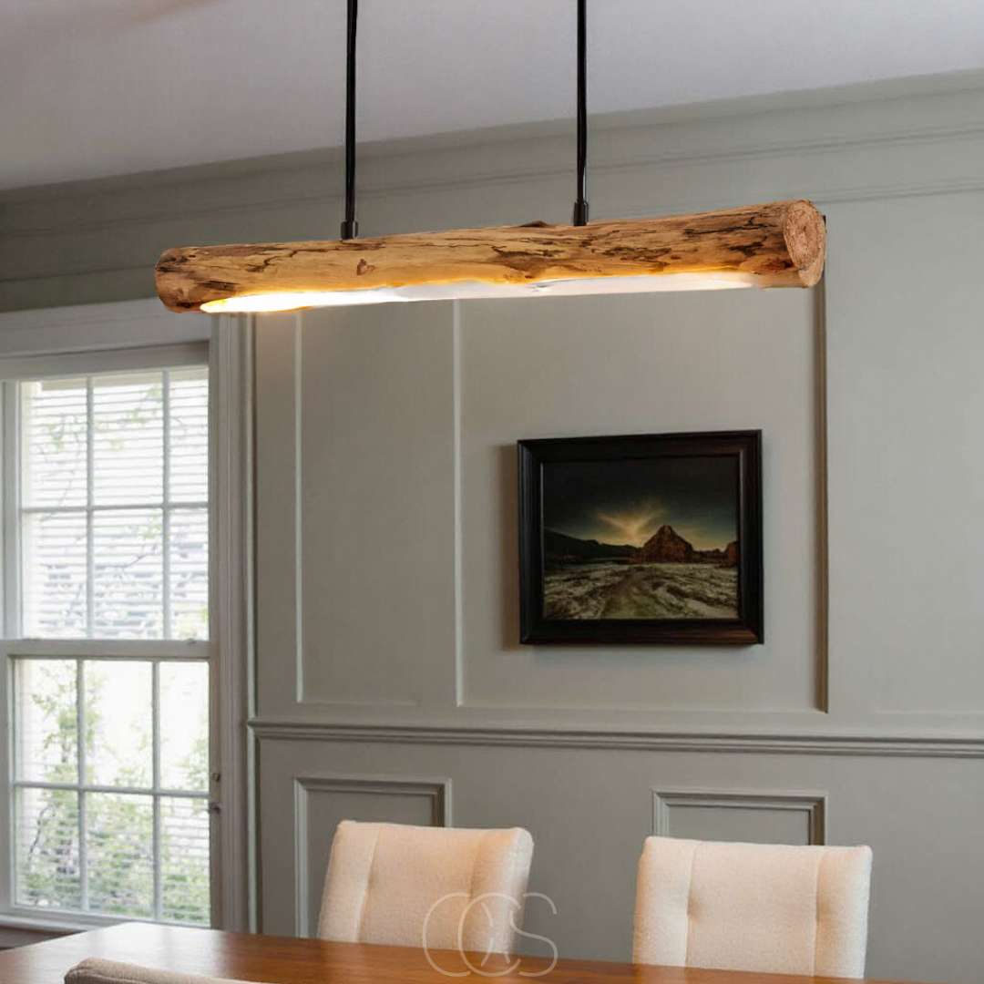 Dimmable Wooden Pendant Light 80cm — Integrated LED 1920lm 4