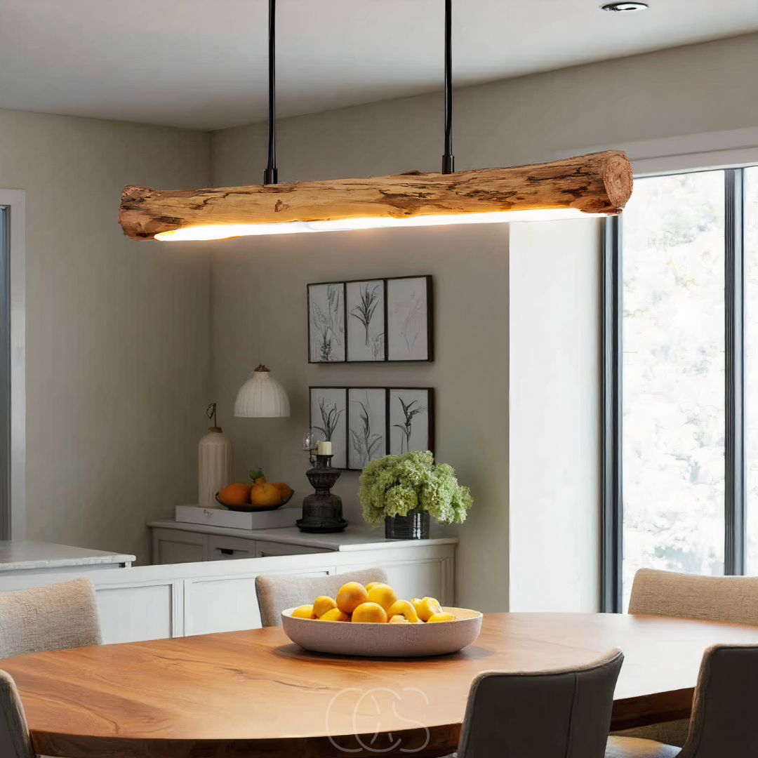 Dimmable Wooden Pendant Light 80cm — Integrated LED 1920lm 1