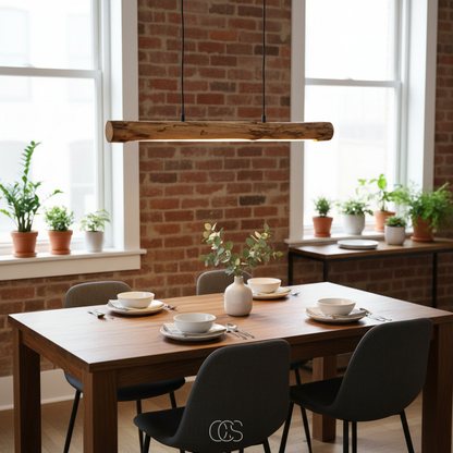 Dimmable Wooden Pendant Light 80cm — Integrated LED 1920lm 6