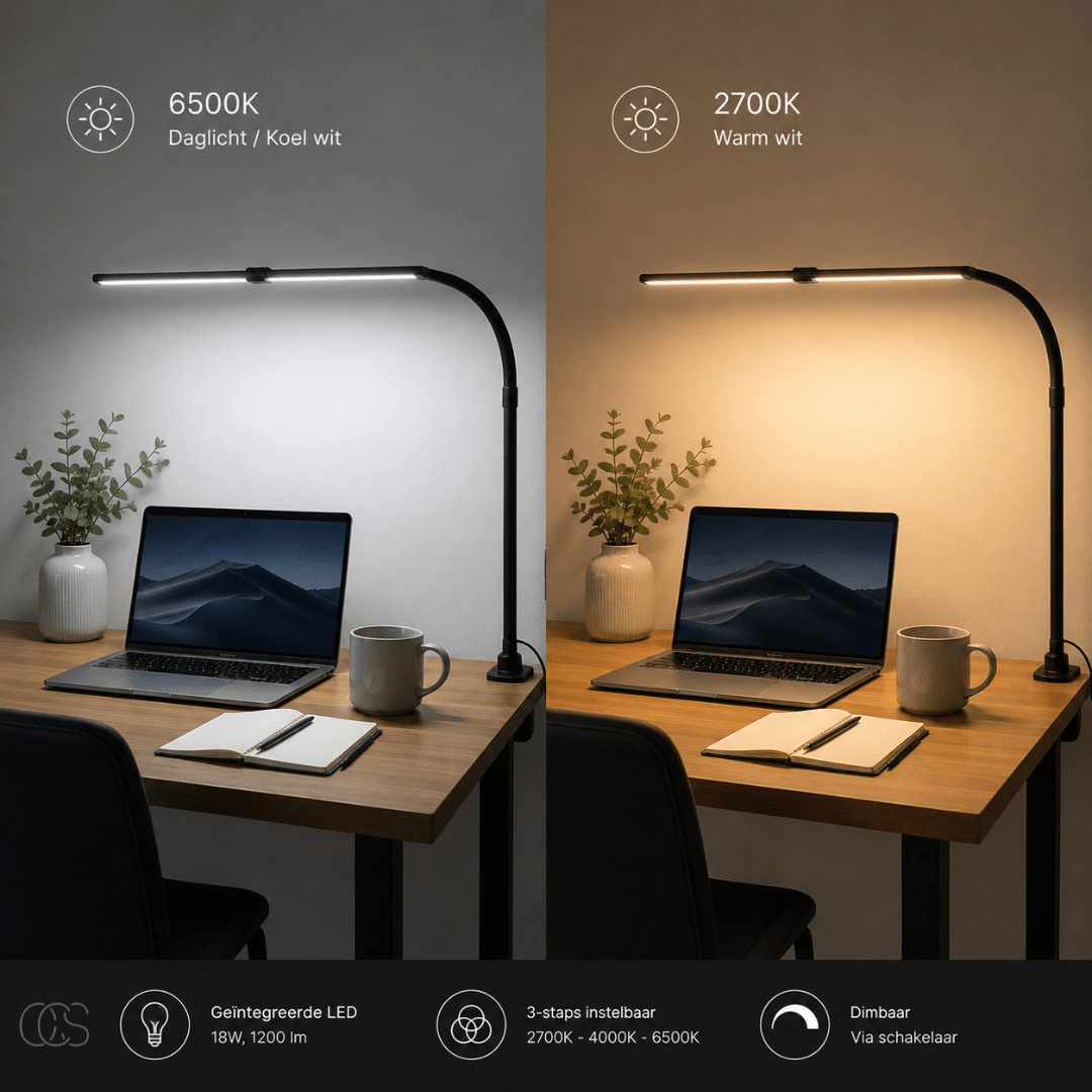 Dimmable Desk Lamp — 3 Color Modes LED 1200lm Flexible Neck 4