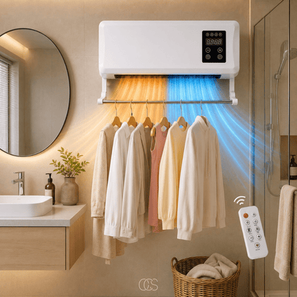Wall-Mounted Heater Fan with Drying Rack — 1500W Remote Control 1