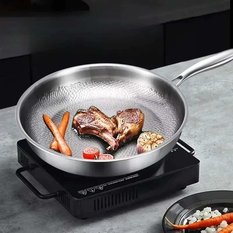 Poêle Martelée Antiadhésive en Titane pour Induction - Parfaite pour Cuisine Professionnelle