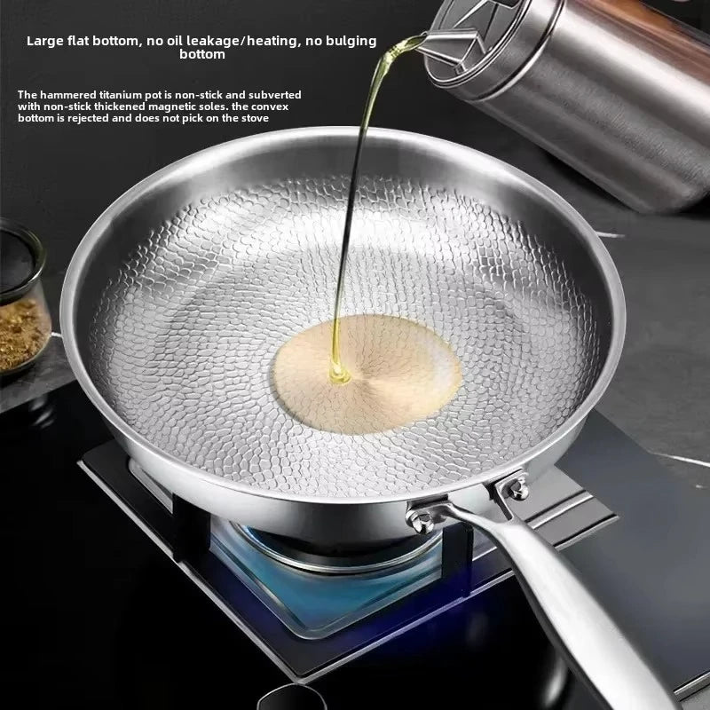 Poêle Martelée Antiadhésive en Titane pour Induction - Parfaite pour Cuisine Professionnelle