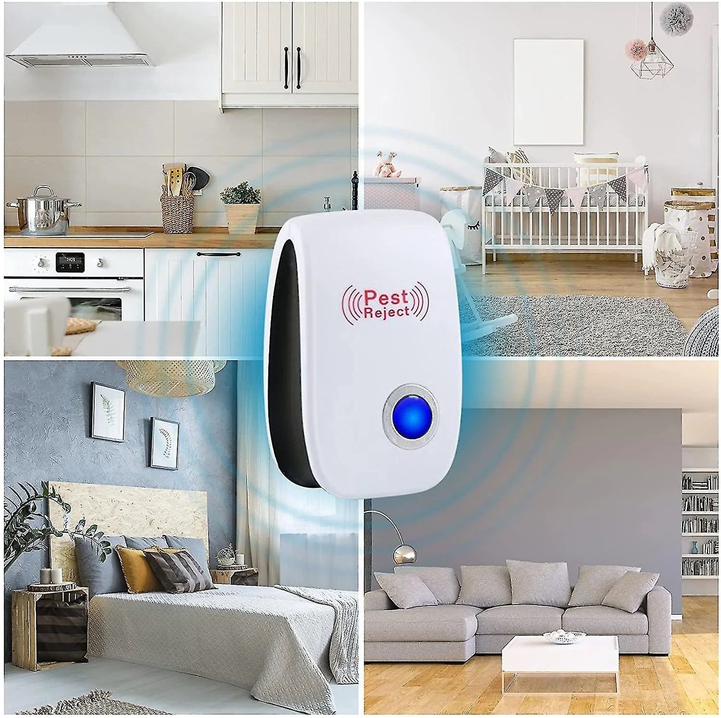 Dispositivo Ultrasonico per Controllo Parassiti con Copertura Fino a 40 m² - Sicuro per Famiglie e Animali Domestici 6