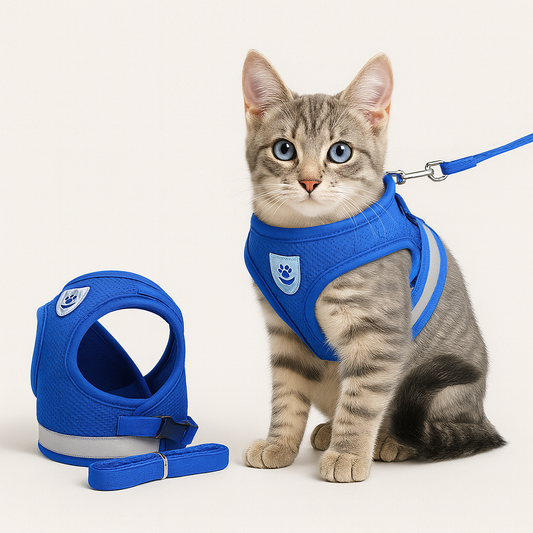 Verstelbaar Ademend en Lumineus Kattenharnas met Lijn