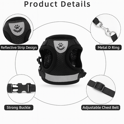 Verstelbaar Ademend en Lumineus Kattenharnas met Lijn