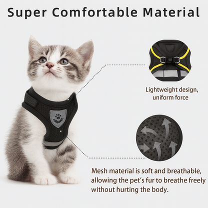 Verstelbaar Ademend en Lumineus Kattenharnas met Lijn