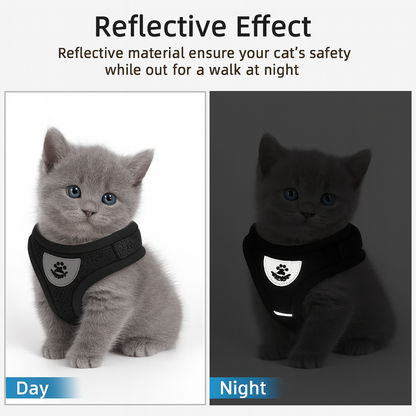 Verstelbaar Ademend en Lumineus Kattenharnas met Lijn