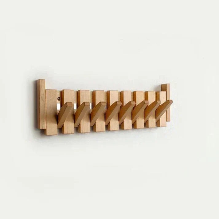 Wooden Wall Coat Rack Piano Design — Solid Wood Hooks 9
