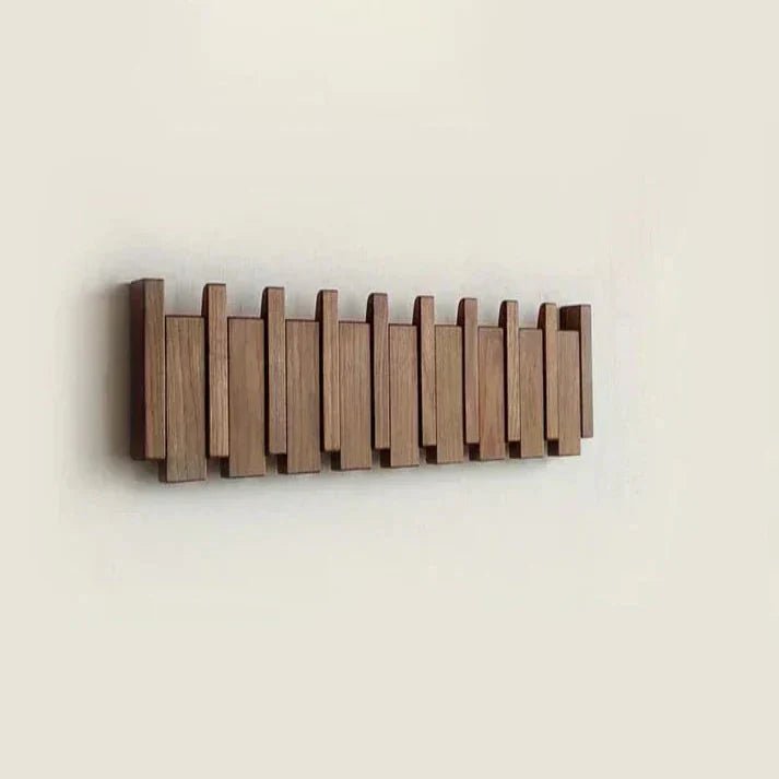Wooden Wall Coat Rack Piano Design — Solid Wood Hooks 10