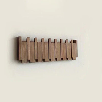 Wooden Wall Coat Rack Piano Design — Solid Wood Hooks 10