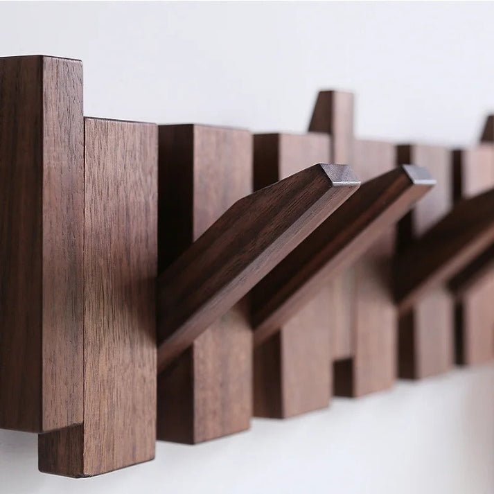 Wooden Wall Coat Rack Piano Design — Solid Wood Hooks 7