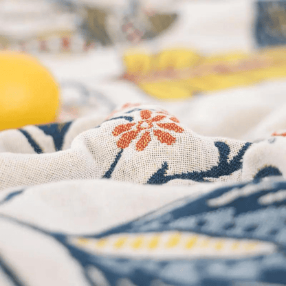 Reversible Cotton Floral Throw Blanket — Rustic Jacquard 200x230cm 5