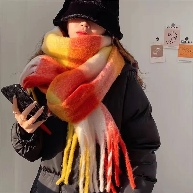 Large Winter Scarf with Fringe – Soft Warm Oversized Wrap 7