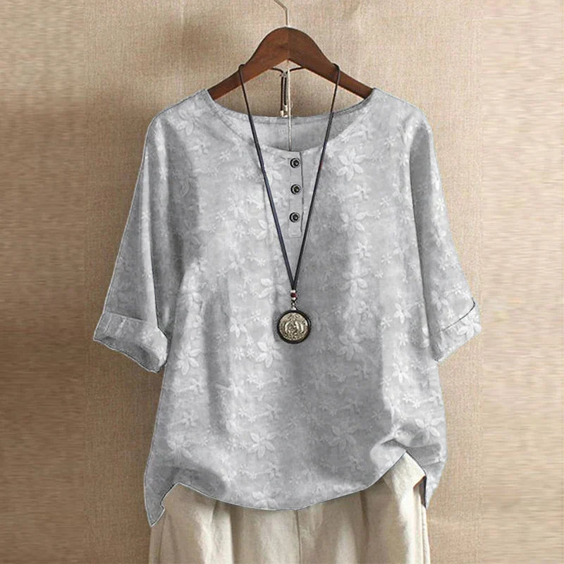 Blusa Floreale Vintage Retro Donna Vestibilità Comoda