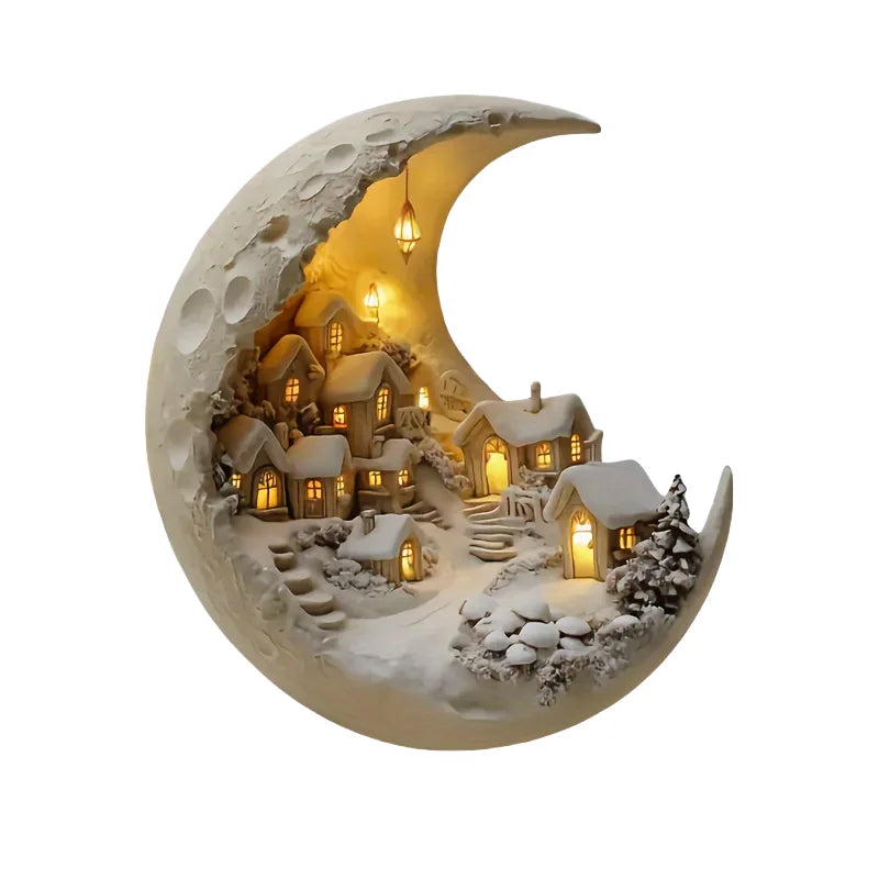 Winter Moon City Acrylic Decor — Warm LED Village Night Light 7